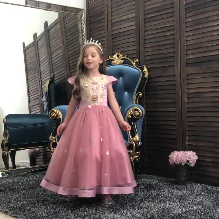 4-14 Years Children's Piano Performance Dress Girls Princess Wedding Dress  L275